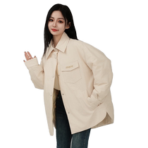 Duck Down Jacket Womens New Spring and Autumn Long Sleeve Short Casual Loose Shirt Collar Fashion Jacket J