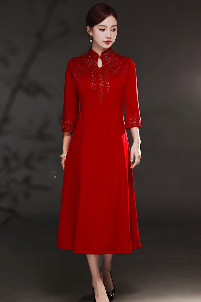 Wedding Mother Dress Noble 2022 New Spring Autumn Middle Aged Happy Mother-In-Law Wedding Banquet Fashion Great Size Dress Code Foreign Dress