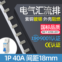 Electrical bus 1P 40A national standard copper air open wiring row dressing busbar connection row factory direct sales