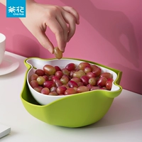 茶花 Двойная слоя овощная корзина пластиковая сливная корзина кухня амои горшок домашняя гостиная творческий фруктовый диск многофункциональный