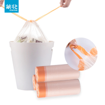 Camellia rope garbage bag thickened automatic closing home kitchen toilet portable disposable plastic bag