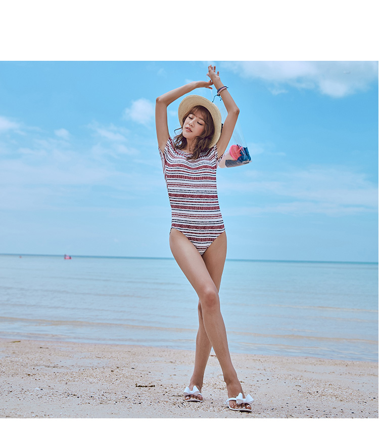 Coryel thời trang sọc gợi cảm che bụng giảm béo áo tắm một mảnh kỳ nghỉ suối nước nóng phụ nữ nghiên cứu và phát triển đồ bơi - Bộ đồ bơi One Piece đồ bơi liền thân nữ