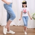 Quần denim bé gái crop top 2019 Quần short hè mới cho bé lớn Phiên bản Hàn Quốc gồm 5 điểm quần bé gái nữ mỏng. - Quần jean chân váy trẻ em Quần jean