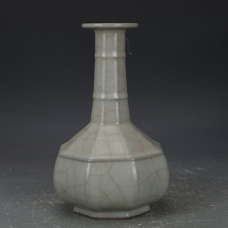 宋官窑青釉弦纹瓶仿古瓷器古董古玩收藏真品包老五大名窑摆件陶瓷