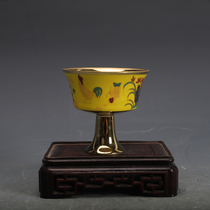 Ming Chenghua porcelain bucket color painted gold rooster pattern goblet antique antique Ming and Qing old porcelain old goods old goods collection
