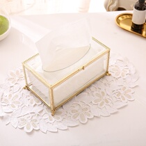 Brass High-end Tissue Box Design Sensation Eurostyle Transparent Retro Glass Crammed Nordic Living Room Gold Copper Edge Box