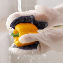 Magic silicone washing gloves female household brush bowl kitchen cleaning artifact 2-in-1 brush housework anti-hot gloves