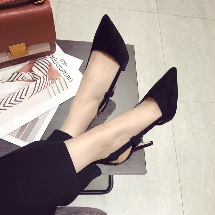 38736 Dép đi trong nhà đơn giản, đa năng, mũi nhọn, cao gót nhọn có chiều cao khoảng 9CM giày sandal nữ đi học cấp 2