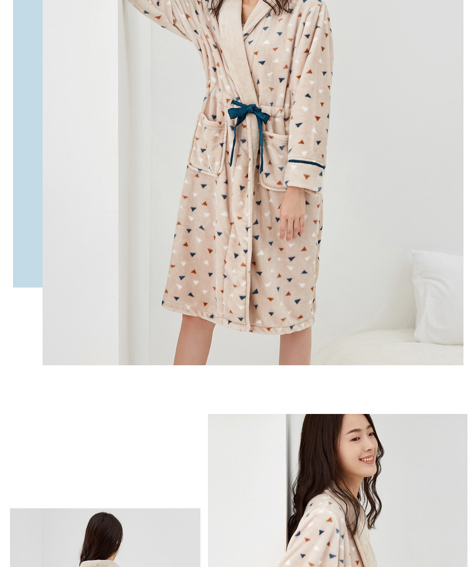 Top dưa mùa đông nữ flannel dày áo ấm không khí đơn giản ve áo dịch vụ nhà áo choàng tắm hàng đầu quần áo ngủ nữ