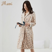 Top dưa mùa đông nữ flannel dày áo ấm không khí đơn giản ve áo dịch vụ nhà áo choàng tắm hàng đầu