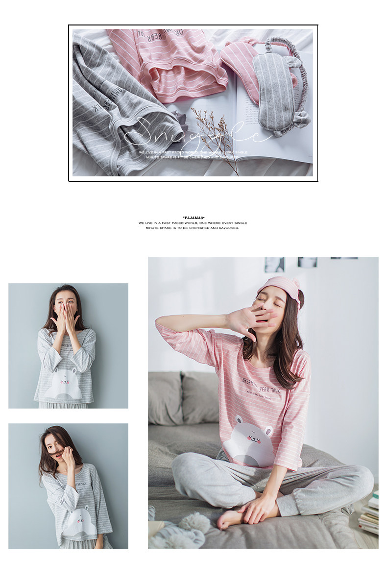 Pyjama pour femme en Coton à manches - Ref 2993461 Image 8