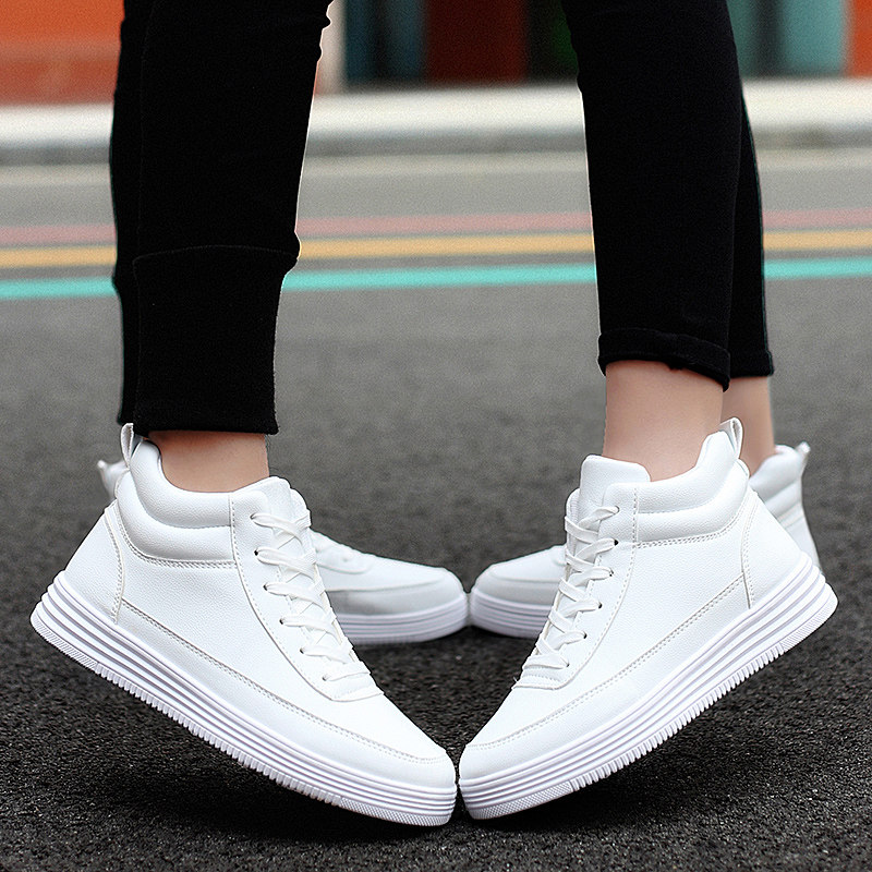 LES handsome T small white shoes men's Korean version of the trend casual high-top sneakers autumn and winter couple shoes 37 small size 38 medium-tube shoes - Taobao