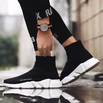 Les handsome T Linen bends male shoes Summer elastic socks shoes 38 yards thick bottom heightening plate shoes 37 small yards high helping socks boots