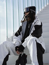 SNOWALLCREW Waterproof and Windproof Outdoor Single and Double Board Black and White Panda Ski Wear 3L Fabric Lamination Process