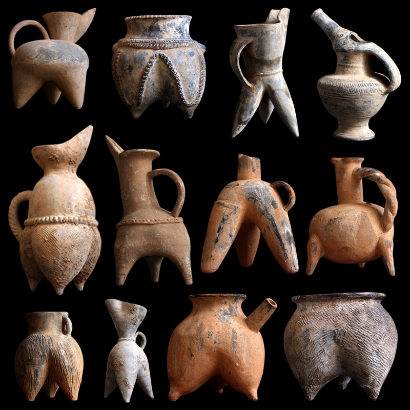 Neolithic Period Antique Pottery, Pottery Tripod, Pottery Pot, Pottery Eagle Tripod, Vintage Hotel Display Rack Ornaments, Antique Collection