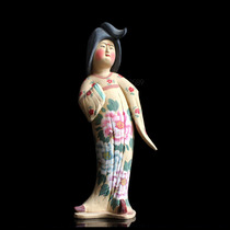 Tang Dynasty lady figurines painted pottery figurines cultural relics reproduction home living room ancient shelf decoration collection art gifts