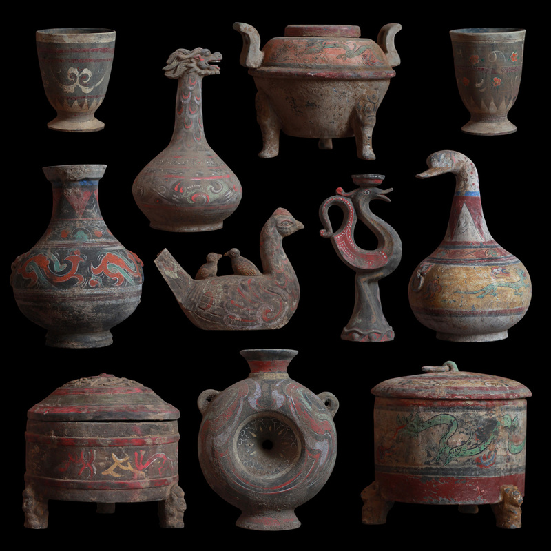 Antique Han Dynasty Pottery, Colored Pottery Pot, Tiger Head Pot, Colored Pottery Pot Ornaments, Decorative Painted Bottle Collection, Crafts Jar