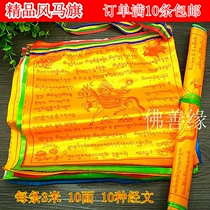 Tibetan Buddhism 3 m high-grade thickened silk cloth colorful wind horse flag small five-color prayer flag 10 face ten one ten-in-one scriptures
