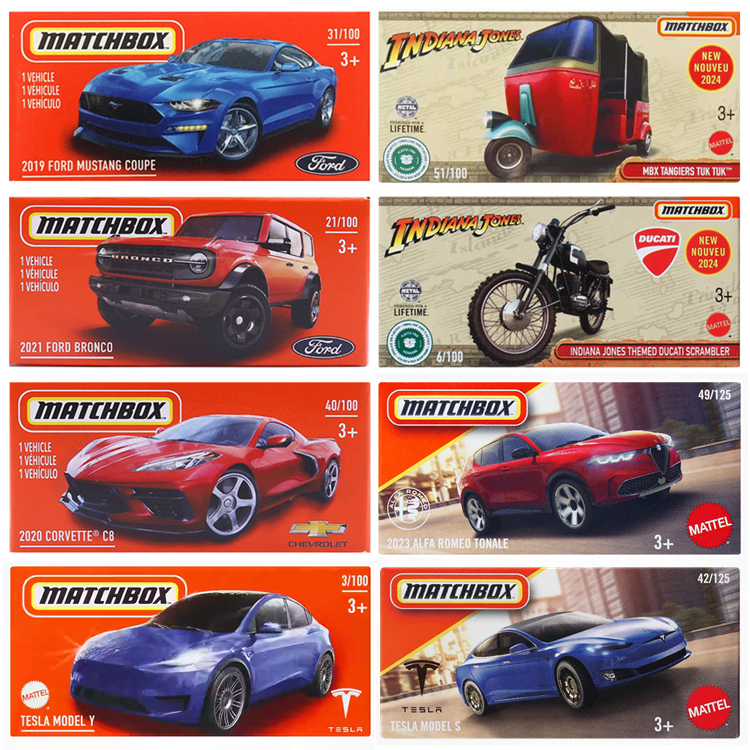 Matchbox Nostalgic Toy Cars Ford Corvette Raiders of the Lost Ark Alfa Romeo Tesla