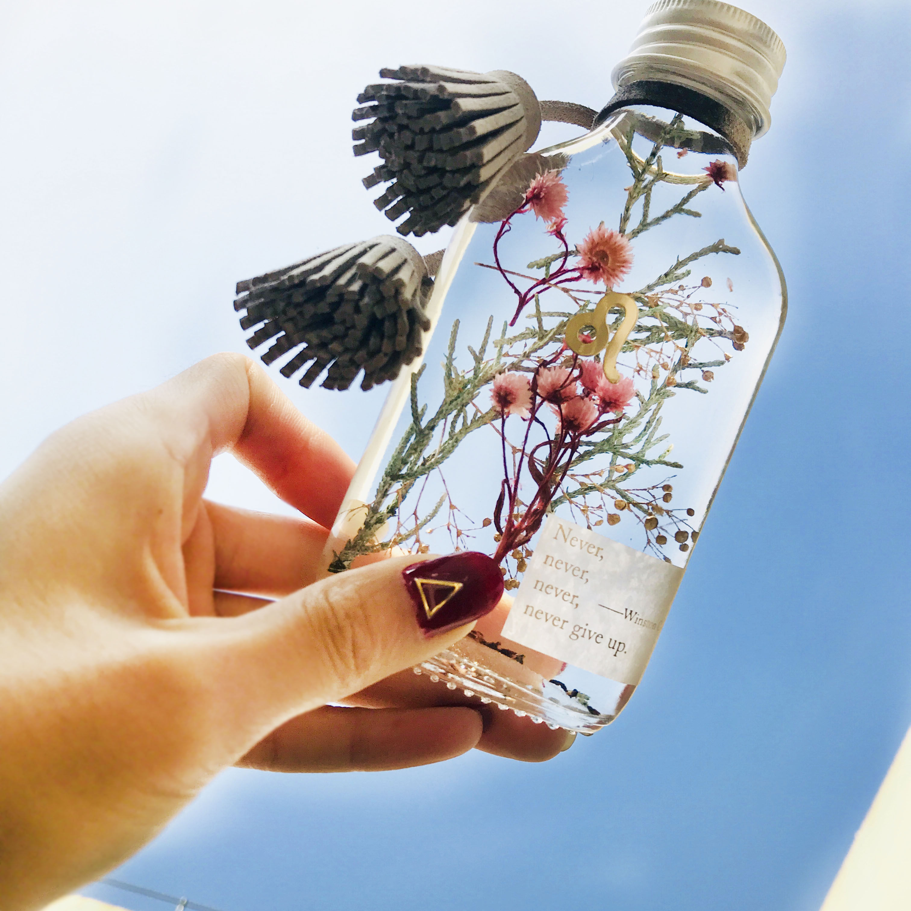 Ins浮油花瓶12星座漂流瓶油保鲜花永生花植物标本情人节创意礼物