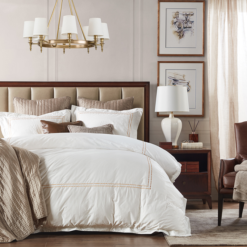 HarborHouse American minimalist home pure cotton linen quilt cover full cotton satin three sets of bedding Geo