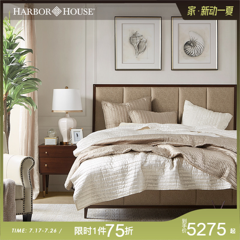 Harbor House a American bedroom Fabric Double bed Master bedroom Modern Simple Bed cabinet Hamptons