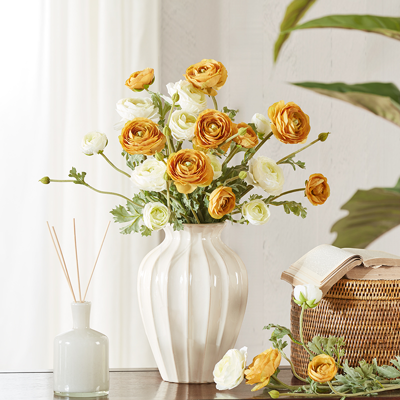 Harbor House feel Lu lotus art decoration simulation flower rose yellow Lu lotus simulation flower Ranunculus