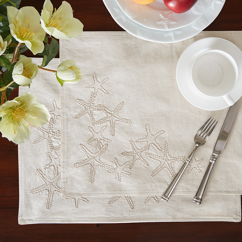 Harbor House linen embroidered table flag tablecloths American multi-coloured dining room dining towel Starfish