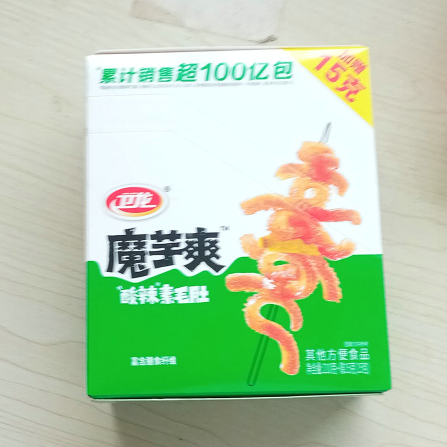 【00022】卫龙魔芋爽素毛肚酸辣味盒装225g/15包