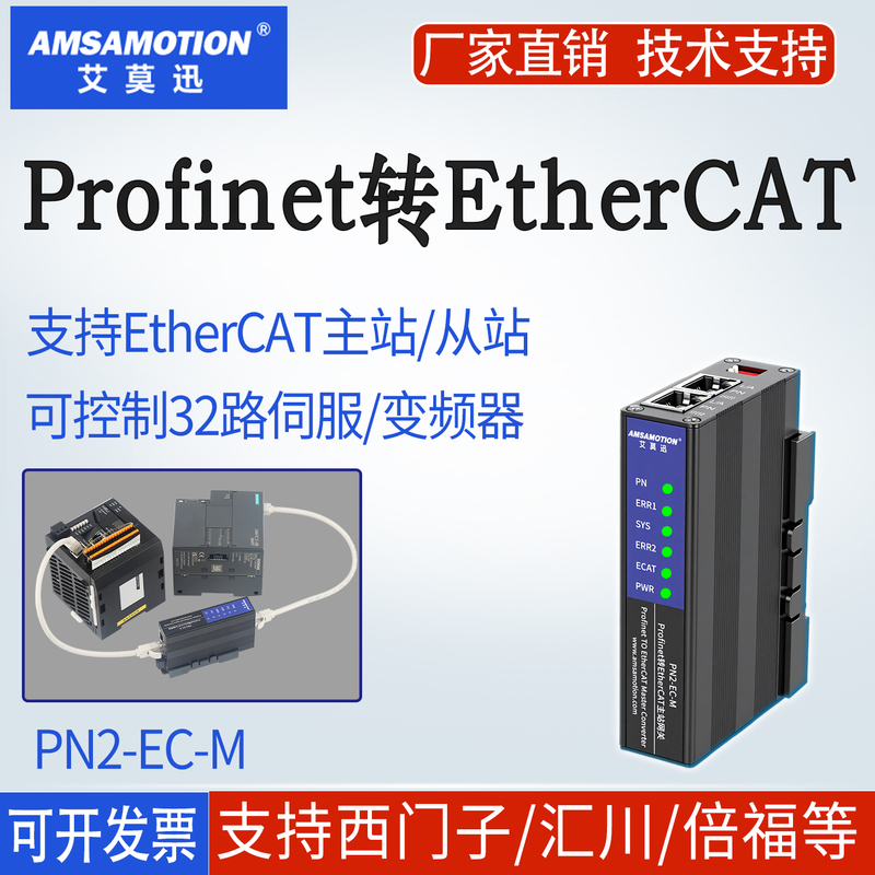 Profinet to Ethercat Master-Slave Gateway Bus Protocol Conversion Module Aimoxun Pn2-Ec-M