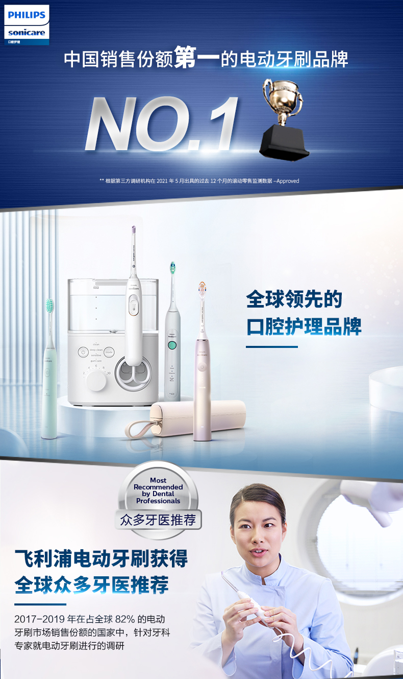 飞利浦 HX2421 小羽刷 充电式声波震动牙刷 图9