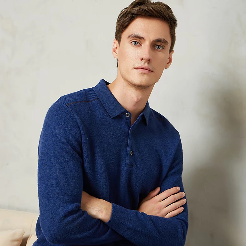 Áo len cashmere chính hãng cho nam màu rắn cộng với áo len dày nhung cho nam quần áo mùa đông