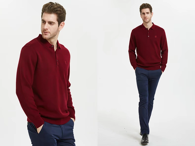 Áo len cashmere chính hãng cho nam màu rắn cộng với áo len dày nhung cho nam quần áo mùa đông