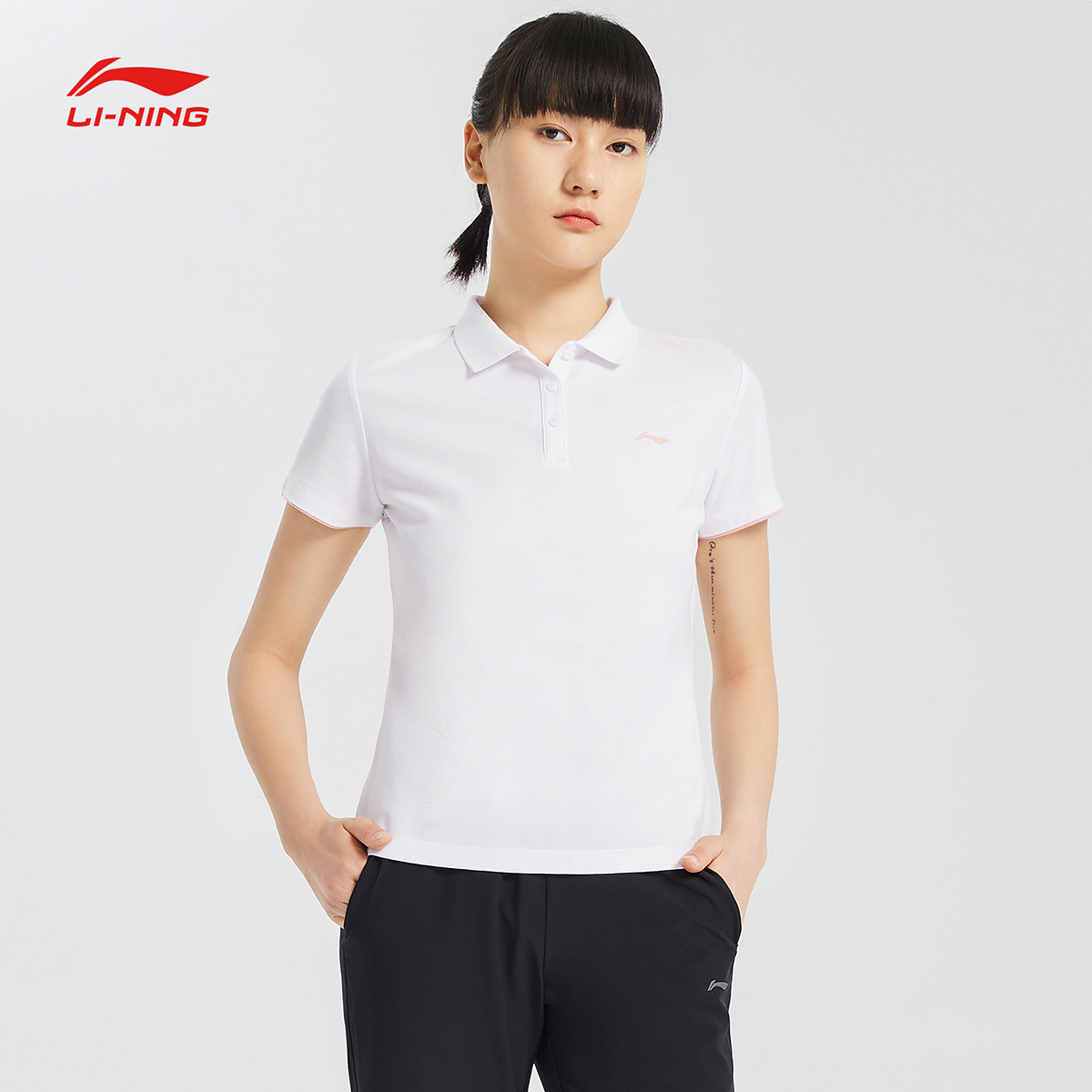 Li Ning short-sleeved POLO shirt women's flagship official training series top lapel pointed collar women's sportswear women