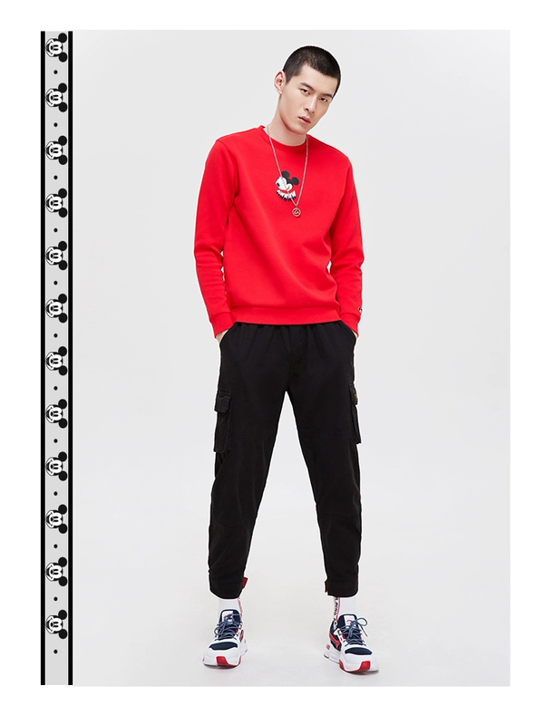 Li Ning Disney Mickey tên chung áo len nam 2019 áo thun mới cổ tròn thường xuân - Thể thao lông cừu / jumper