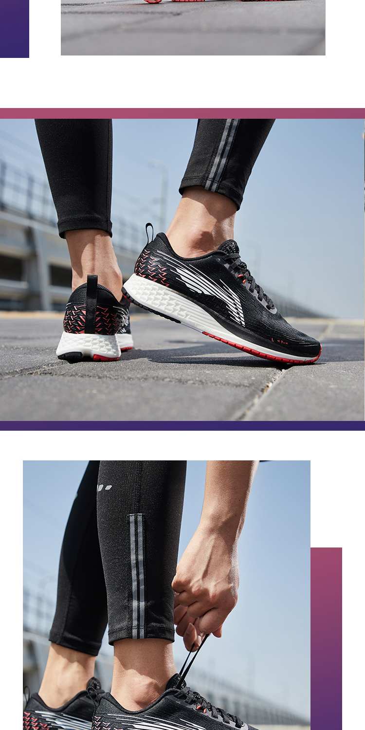 Giày chạy bộ Li Ning Giày nữ 2019 mới màu đỏ thỏ 4 thế hệ giảm xóc giày chạy bộ mùa thu và giày lưới bình thường - Giày chạy bộ giày thể thao