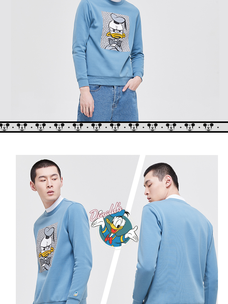 Li Ning Disney Mickey tên chung áo len nam 2019 áo thun mới cổ tròn thường xuân - Thể thao lông cừu / jumper áo thun tay dài nữ hàn quốc form rộng