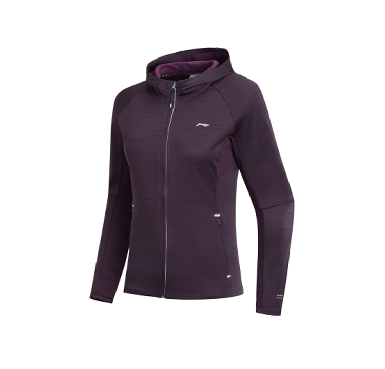 Li Ning Wei Yi Bà Running Series Áo khoác cardigan dài tay Áo trùm đầu Phụ nữ mùa thu và mùa đông Đồ thể thao đan - Thể thao lông cừu / jumper áo thun tay dài form rộng