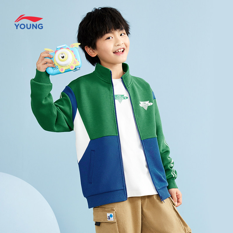 Li Ning Tong Clothing Casual Blouse Boy Sports Life Series Cardiovert Long Sleeve Casual Collar Spring Sportswear