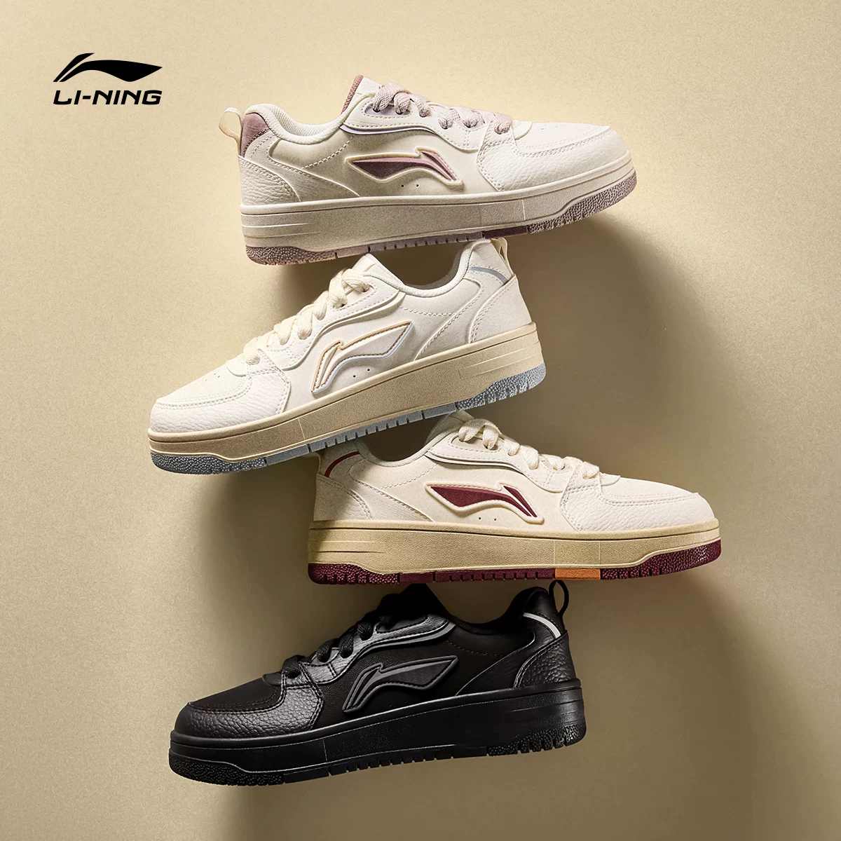 Li Ning Tianji SOFT | Ботинки кэжуал женские летние новые классические ретро кроссовки удобные белые кроссовки