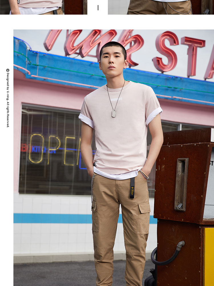 Áo thun nam tay ngắn Li Ning 2019 mới BAD FIVE sê-ri bóng rổ cổ tròn mùa hè thể thao màu rắn đan - Áo phông thể thao áo ba lỗ thể thao nữ