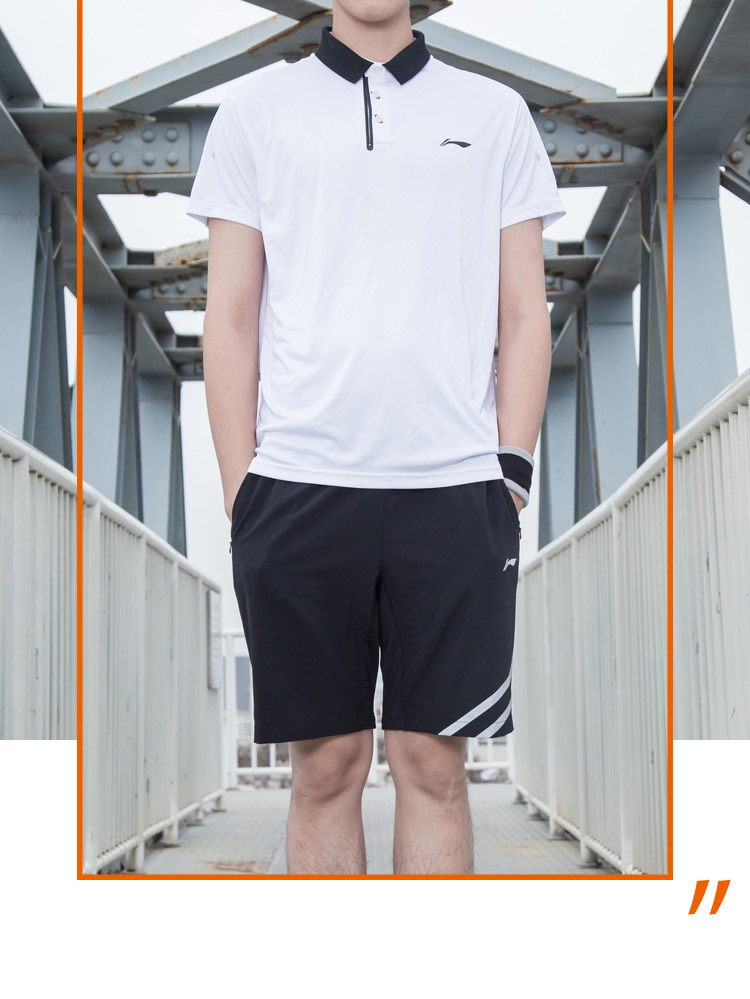 Li Ning ngắn tay áo polo nam 2018 mới đào tạo loạt thể thao ve áo nam giới mùa hè thể thao polo tay dài