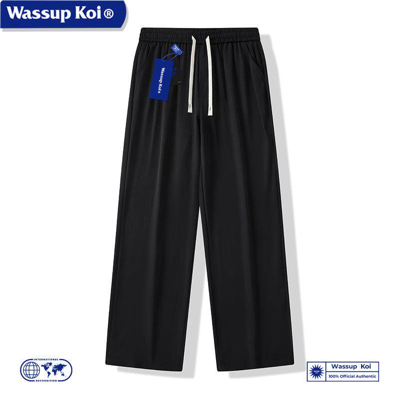 WASSUP垂感黑色西装裤男春夏季潮cleanfit冰丝裤子阔腿直筒休闲裤