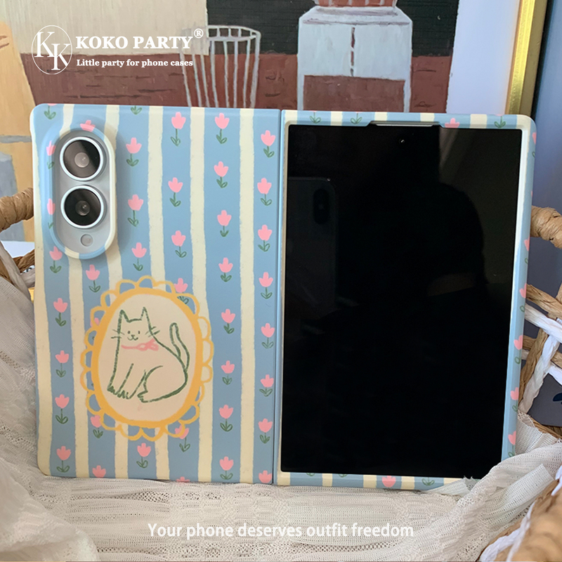 Striped Tulip Cat Design Phone Case for Samsung Z Fold 8 Ultra, Foldable, New Model for Women, W25, Exclusive, Thin, Anti-Drop, Korean Film Protective Cover, Foldable Screen, Hard Case Striped Tulip Cat Design Phone Case for Samsung Z Fold 8 Ultra, Foldable, New Model for Women, W25, Exclusive, Thin, Anti-Drop, Korean Film Protective Cover, Foldable Screen, Hard Case
