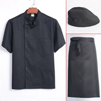 Черная футболка, фартук, берет, короткий рукав