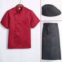 Красная футболка, фартук, берет, короткий рукав