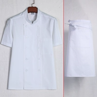 Белая футболка, фартук, короткий рукав