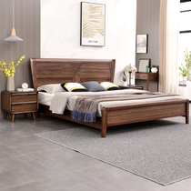 Italian minimalist 1 8 meters solid wood double bed light luxury simple modern master bedroom wedding bed log ebony wood bed