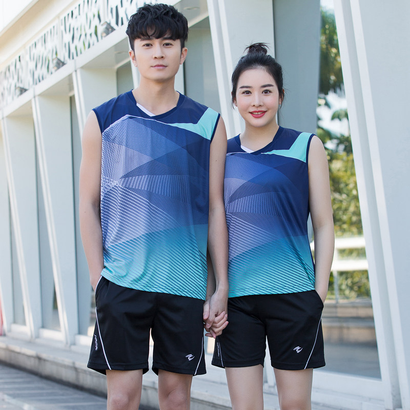 Sleeveless quick-drying badminton suits men and women suits air exhaust net tennis tennis chopping sleeves sports fitness training clothes custom