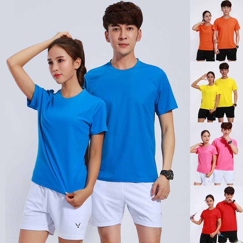 Quick-drying summer table tennis badminton suit men's and women's round neck sports air exhaust net table tennis short-sleeved clothes printing